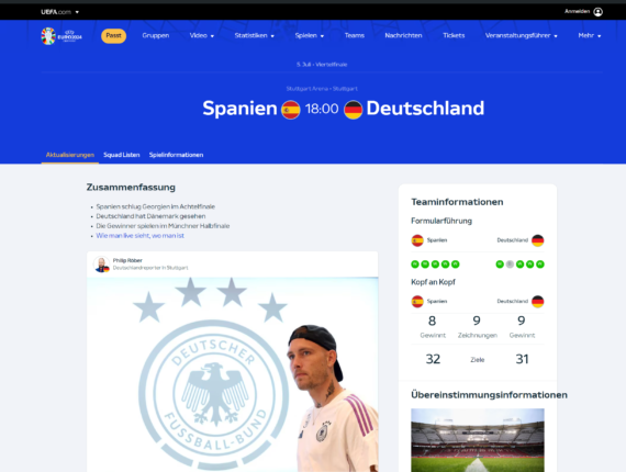 EM Viertelfinale: Deutschland gegen Spanien kostenlos aus dem Ausland streamen mit VPN und ZDF/ARD freischalten