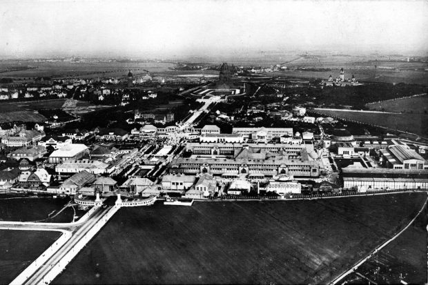 In den Zeiten der Industrialisierung – Der Blick 1914 nach Südosten von Leipzig. Foto: Stadtarchiv Leipzig