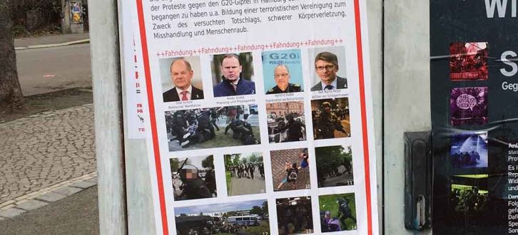 Mit diesem Plakat fahnden Linksradikale nach Politikern und Polizisten. Foto: Martin Schöler