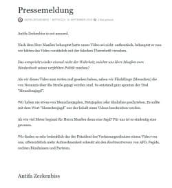 Mitteilung des Users "Antifa Zeckenbiss" vom 12. September 2018. Quelle: twitter.com/AZeckenbiss