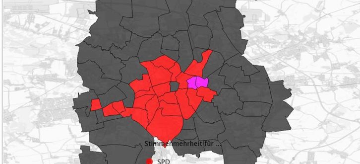 Die jeweils höchsten Stimmenanteile in den Wahlbezirken. Grafik: Stadt Leipzig