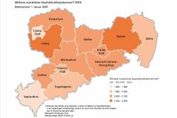 Leipziger Internet Zeitung: Haushaltsnettoeinkommen in Sachsen. Karte
