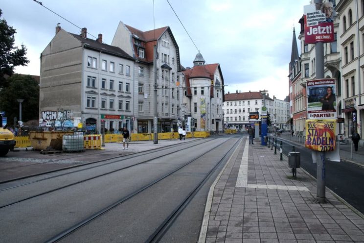 Die umgestaltete Westseite des Lindenauer Marktes.