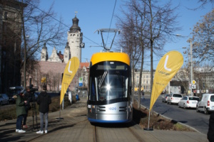 Preisgekrönte LVB-Straßenbahn.