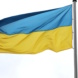 Flagge der Ukraine vorm Neuen Rathaus.