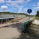 Baustelle an Brücke, behelfsmäßiger Ersatzübergang.