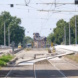 Brücke mit Gleisen, Bauarbeiten.