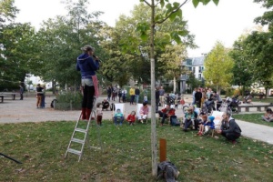 Erste Speaker's Corner von „Wir im Quartier“, Lindenau, September 2023. Foto: Wir im Quartier