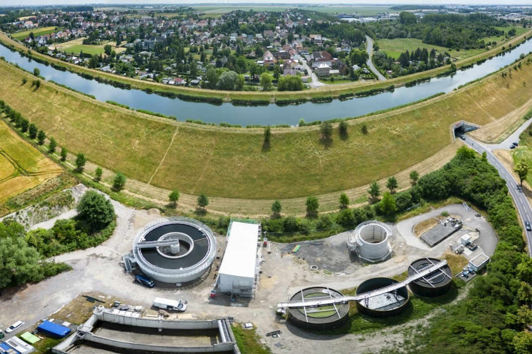 Die Kläranlage Dölzig während des Umbaus. Foto: Leipziger Gruppe