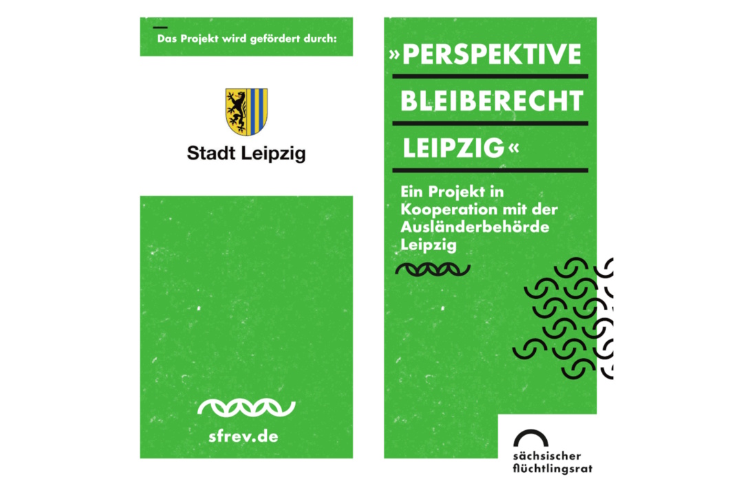 Der Flyer zur "Perspektive Bleiberecht Leipzig". Grafik: Sächsischer Flüchtlingsrat