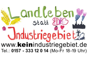 Plakat gegen geplantes Gewerbegebiet.