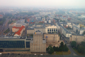 Blick über die Dächer in den Leipziger Osten.