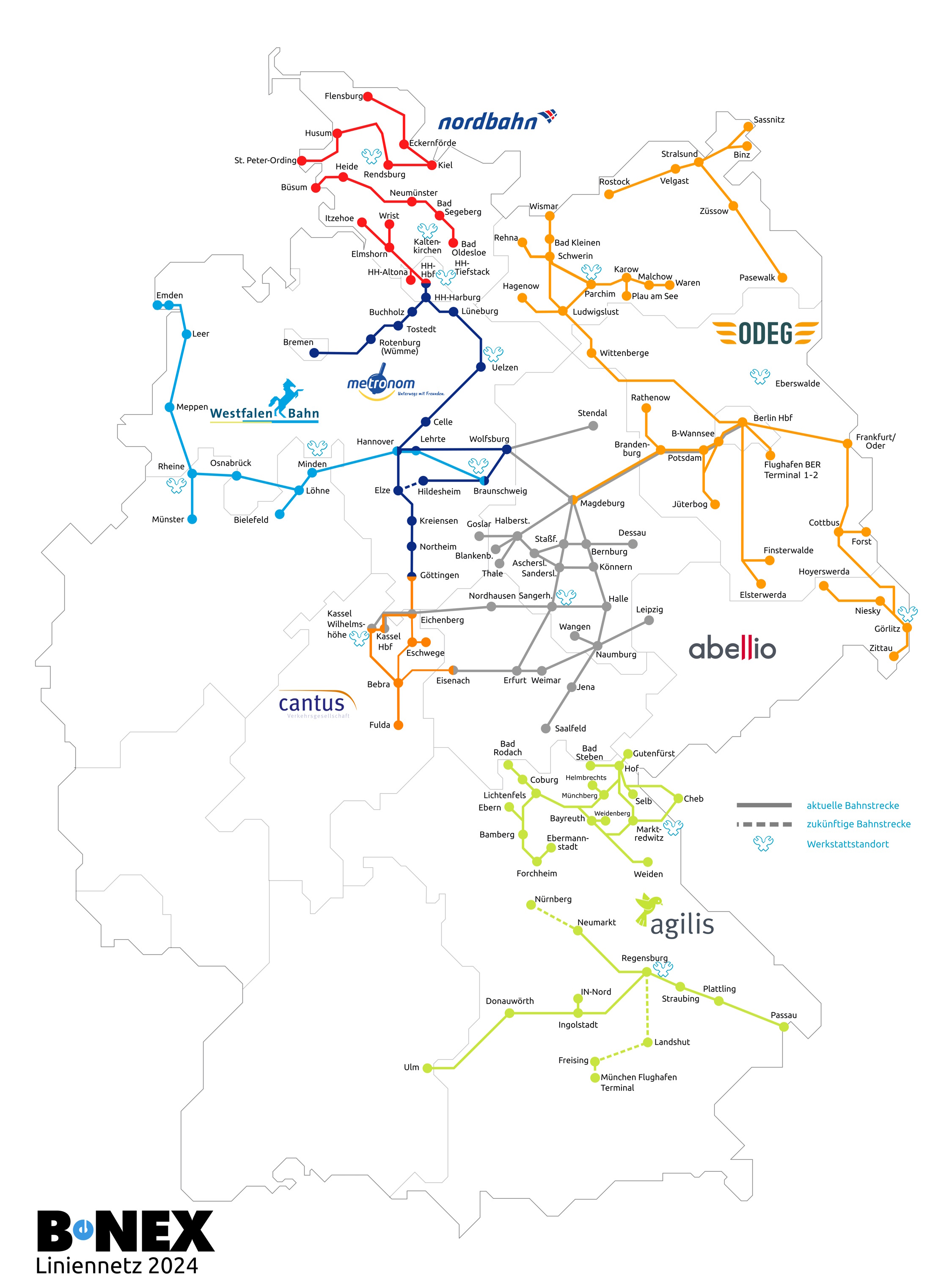 Das Liniennetz von BeNEX. Karte: BeNEX