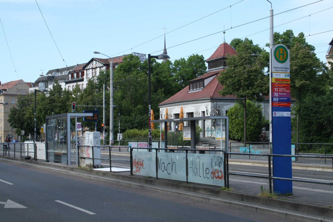 Blick zur Südbrause am Connewitzer Kreuz.