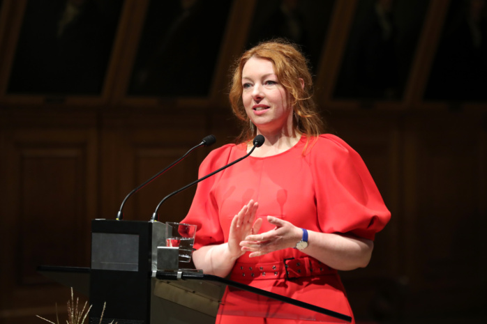 Preisträgerin Simone Schwarz (SAIDA International e.V.). Verleihung des Louise-Otto-Peters Preises am 12.11.2024 im Festsaal des Alten Rathauses Leipzig. Foto: Jan Kaefer