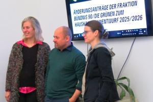 Katharina Krefft, Dr. Tobias Peter, Kristina Weyh, alle drei stehen nebeneinander.