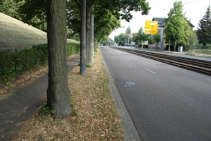 Der Abschnitt der Prager Straße in Höhe Völkerschlachtdenkmal.