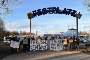 Protestaktion gegen den Leipziger Weihnachtscircus