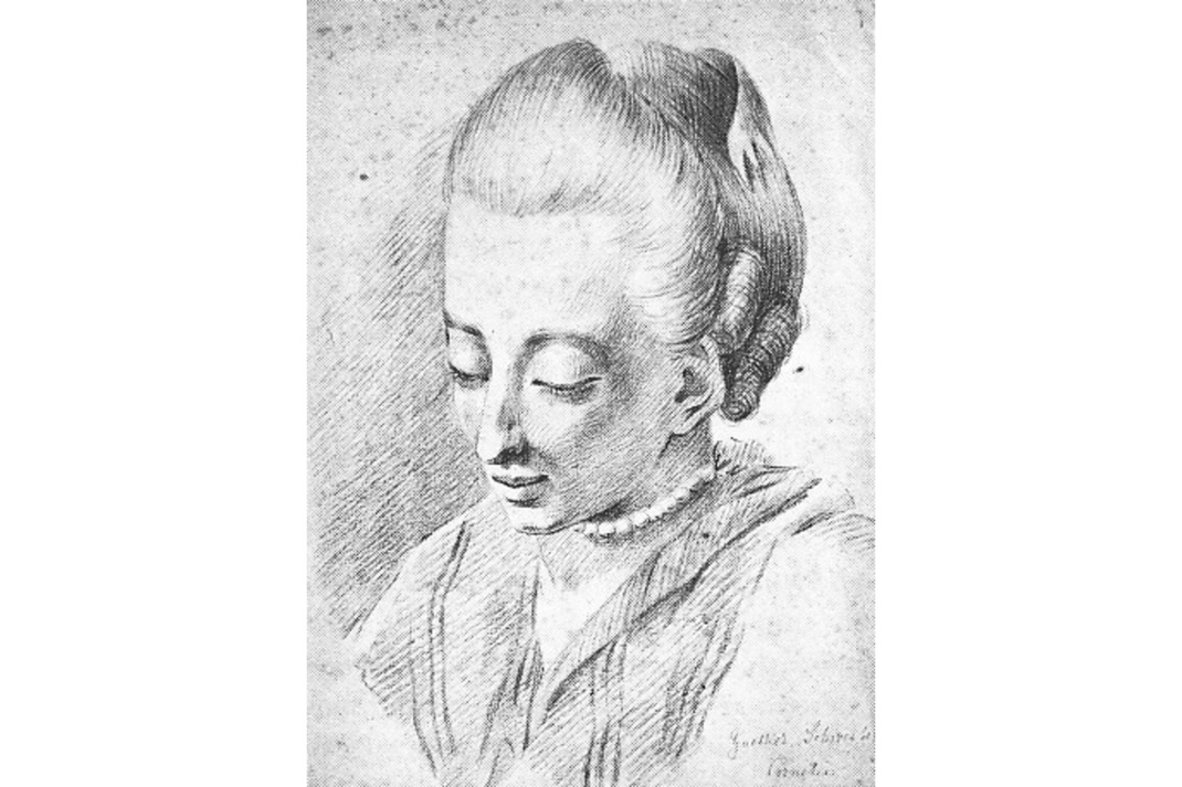 Cornelia Schlosser, geb. Goethe, um 1770. Zeichnung von Johann Ludwig Ernst Morgenstern.