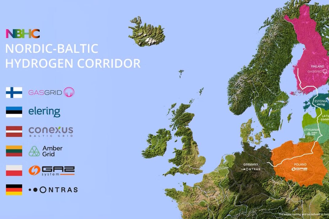 Der geplante Korridor für eine Wasserstoffleitung von Finnland nach Deutschland. Grafik: ONTRAS