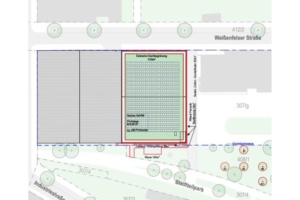 Lageskizze für das Holz-Parkhaus an der Weißenfelster Straße. Grafik: Stadt Leipzig