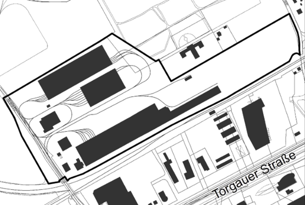 Das Plangebiet am Technischen Zentrum Heiterblick. Grafik: Stadt Leipzig