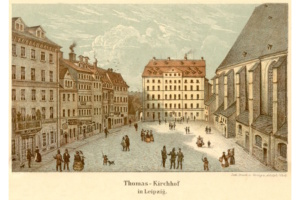 Thomaskirchhof um 1830, historische Lithografie.