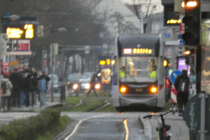 Straßenbahnunfall, Zoomaufnahme.