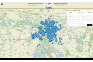 Interaktiver Stadtplan mit den konspirativen Wohnungen und Objekten der Stasi in Leipzig. Screenshot: Bürgerkomitee Leipzig e.V.